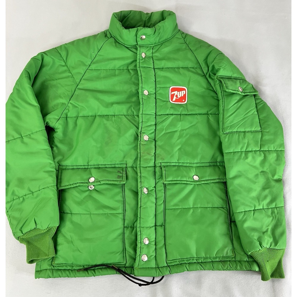 Vintage‎ 1970s 7up Green puffer coat Plac-Jac by Dunbrooke 40-M-42 Made USA Y2K